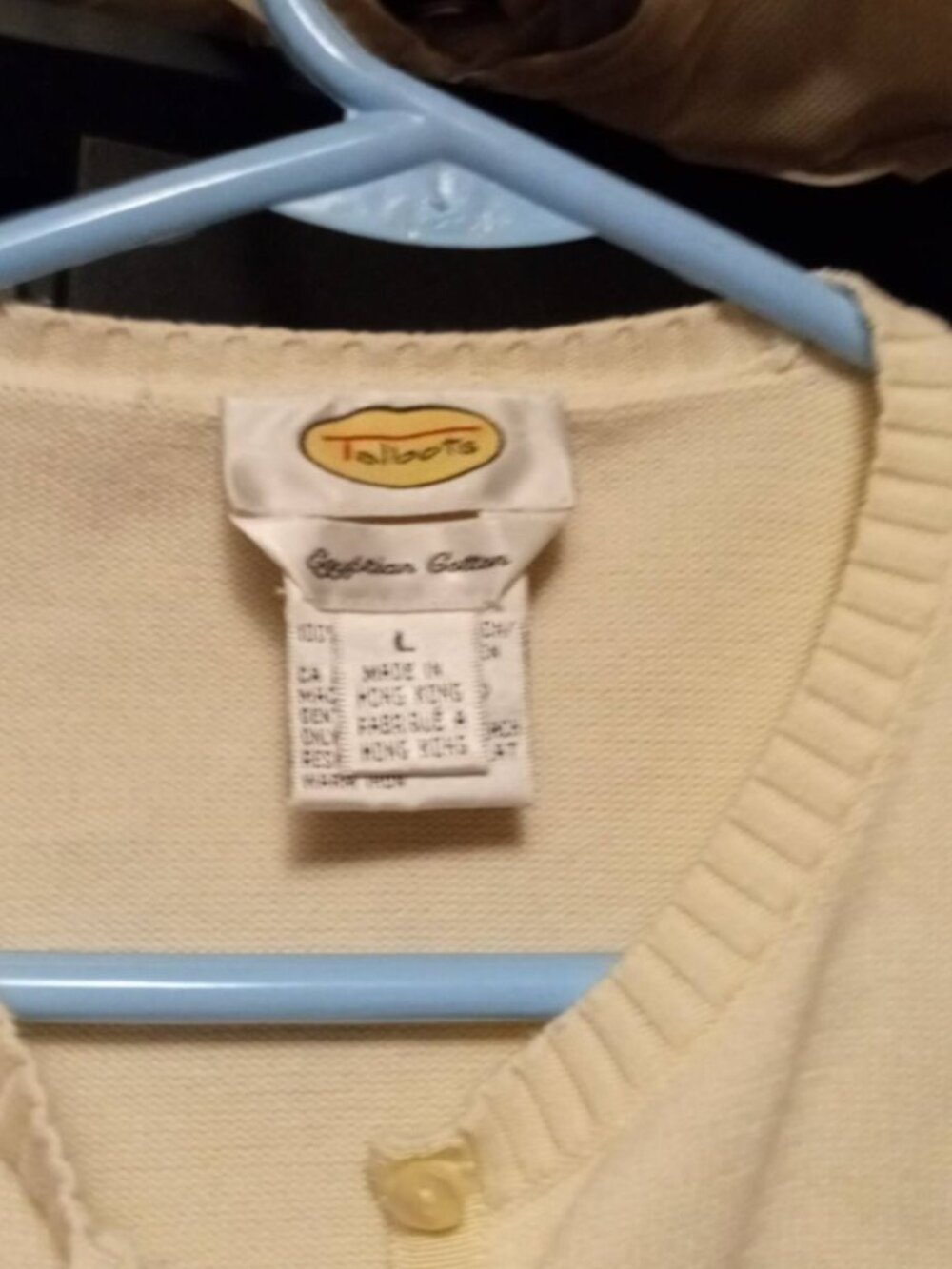 talbots 100% egyptian cotton cardigan large